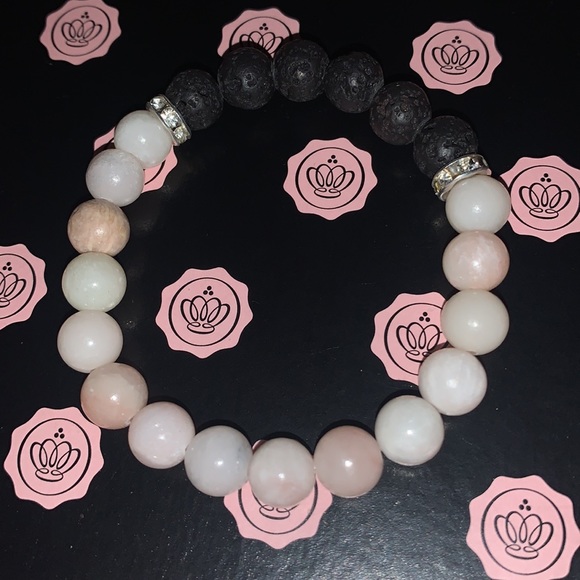 🪬2/$20🪬 AAA Grade Nat 8mm Pink Opal & Lava Stone Stretch Aromatherapy Bracelet - Picture 6 of 12